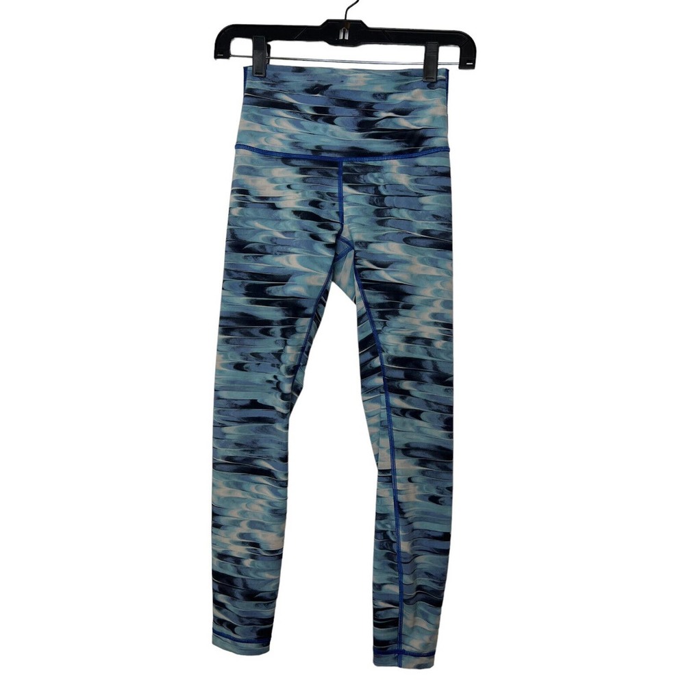 Lululemon Wunder Under Hi Rise Tight 4 Tidal Multi Blue 7/8 Luxtreme Yoga Womens
